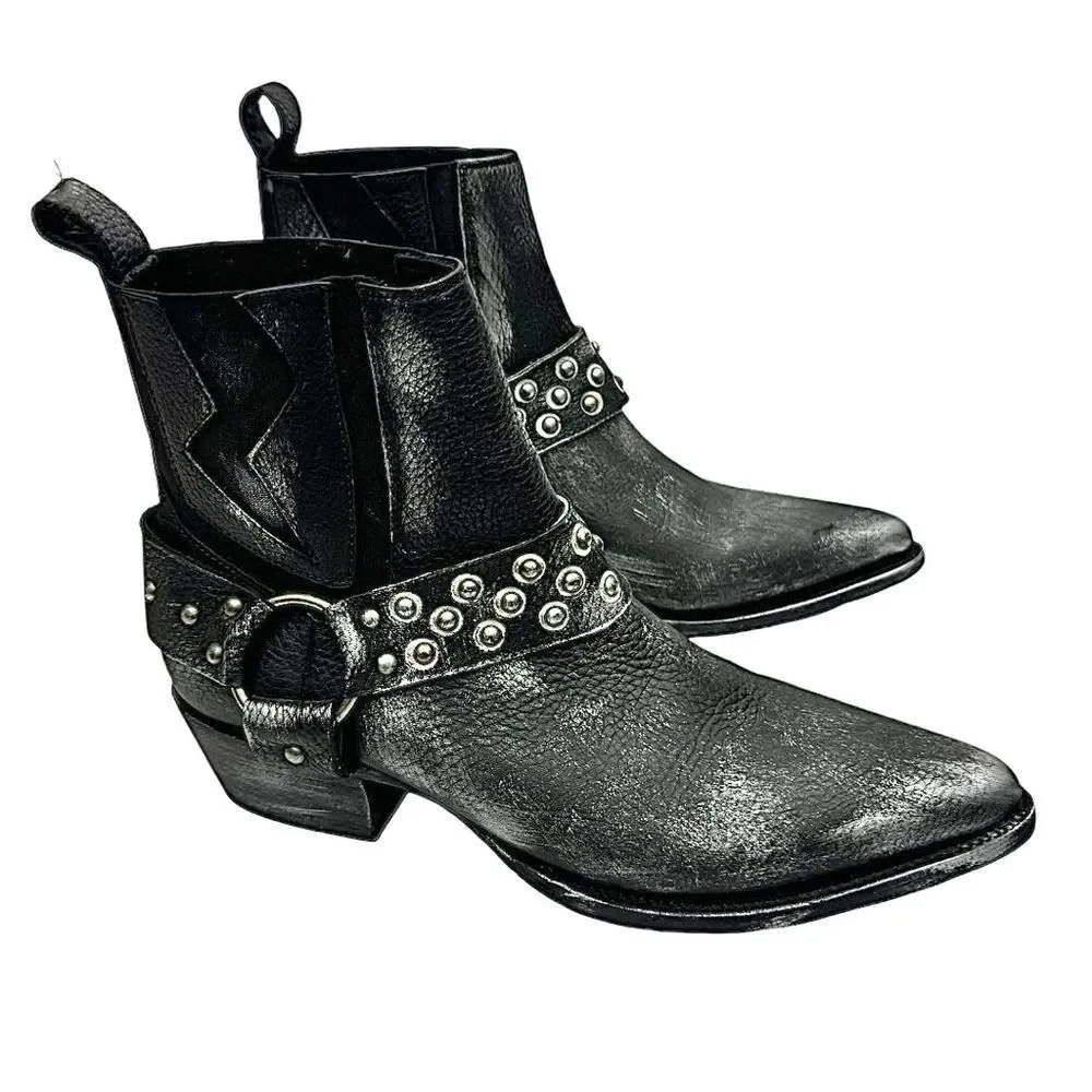 Mezcalero Men’s Black Leather Ankle Boots Western Handmade Size 10 Medium